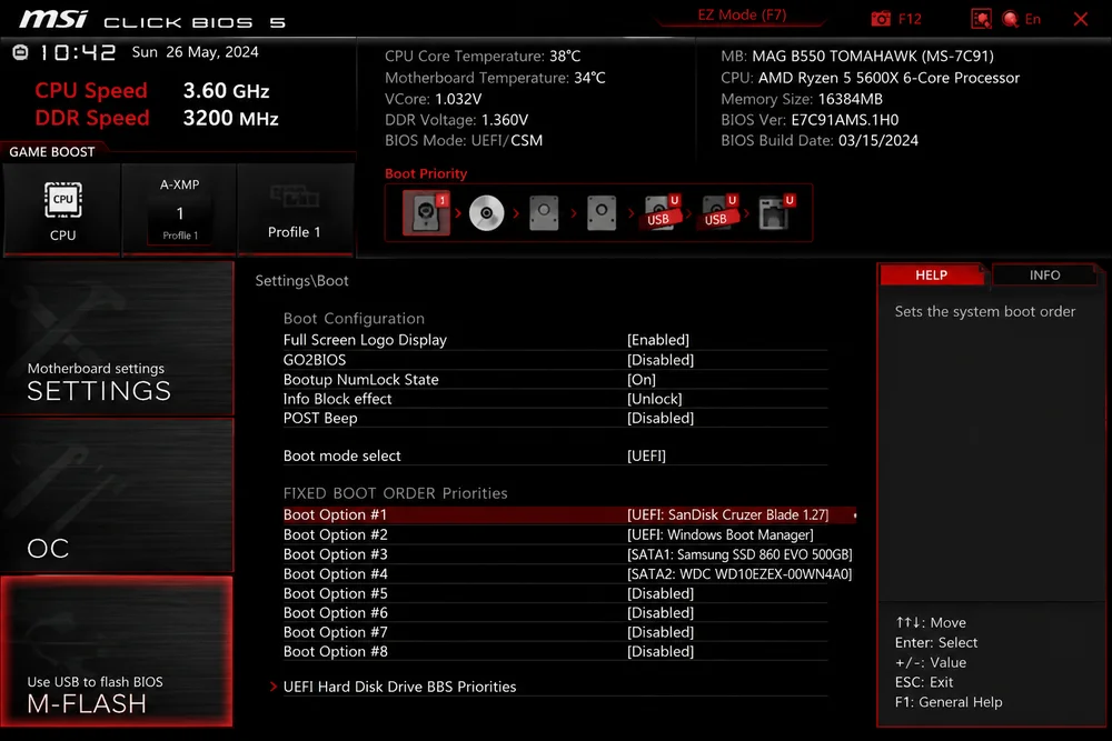 MSI BIOS настройка Boot Priority для запуска флешки